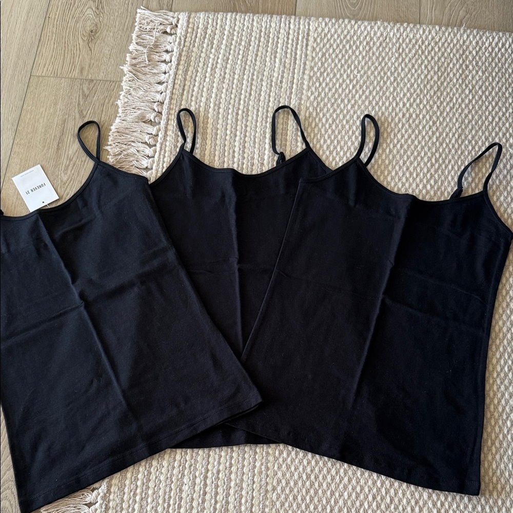 3 NWT Forever 21 Black Tank Tops